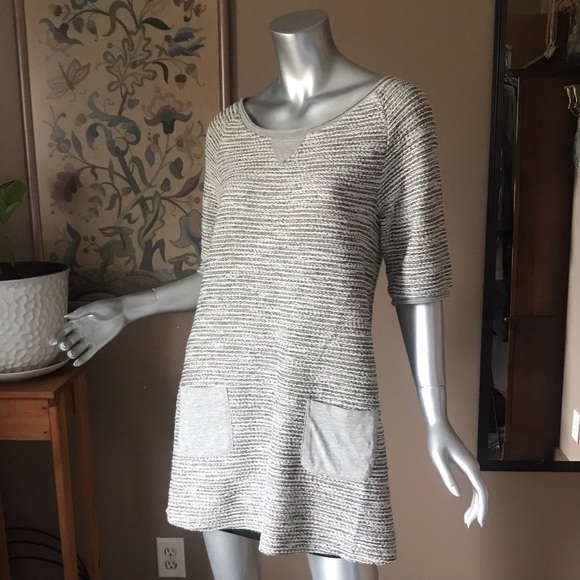 Meadow Rue Anthropologie Medium Shimmering Tweed Grey Boucher Tunic Top Dress - Picture 2 of 14